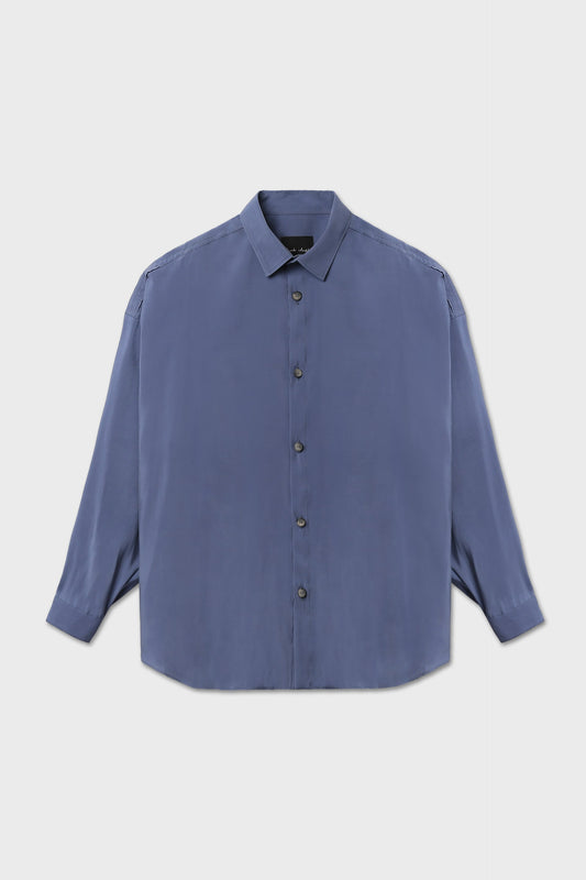 Camicia in cupro azzurro