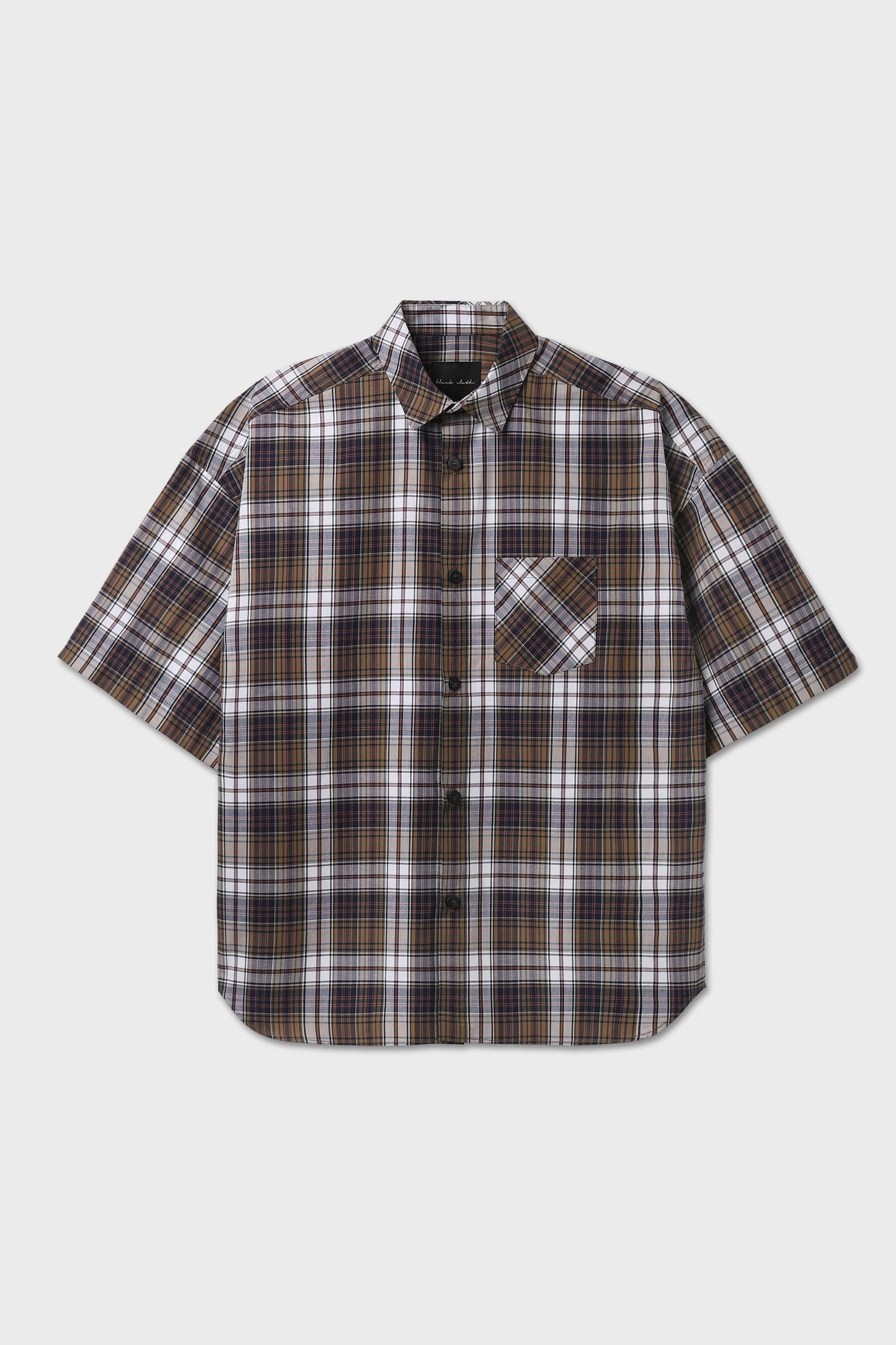 Camicia a quadri maniche corte blu/marrone