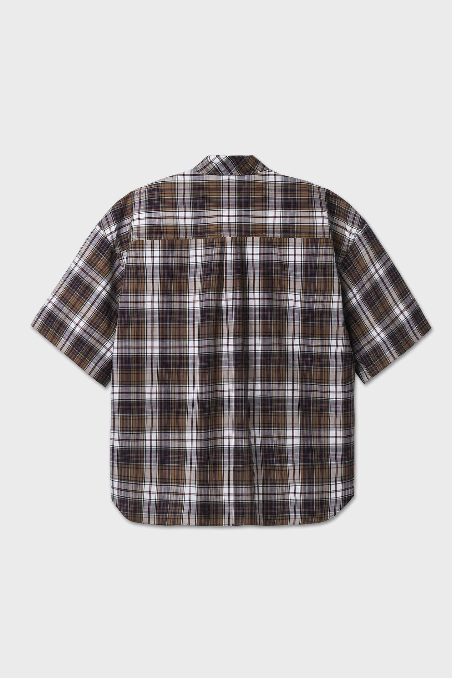 Camicia a quadri maniche corte blu/marrone
