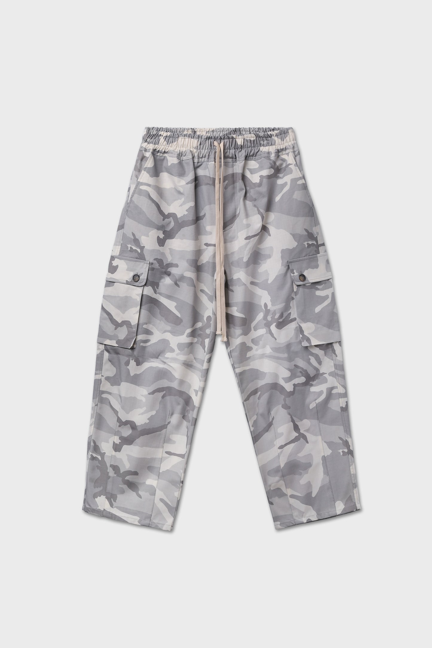 Pantalone cargo balloon camouflage bianco