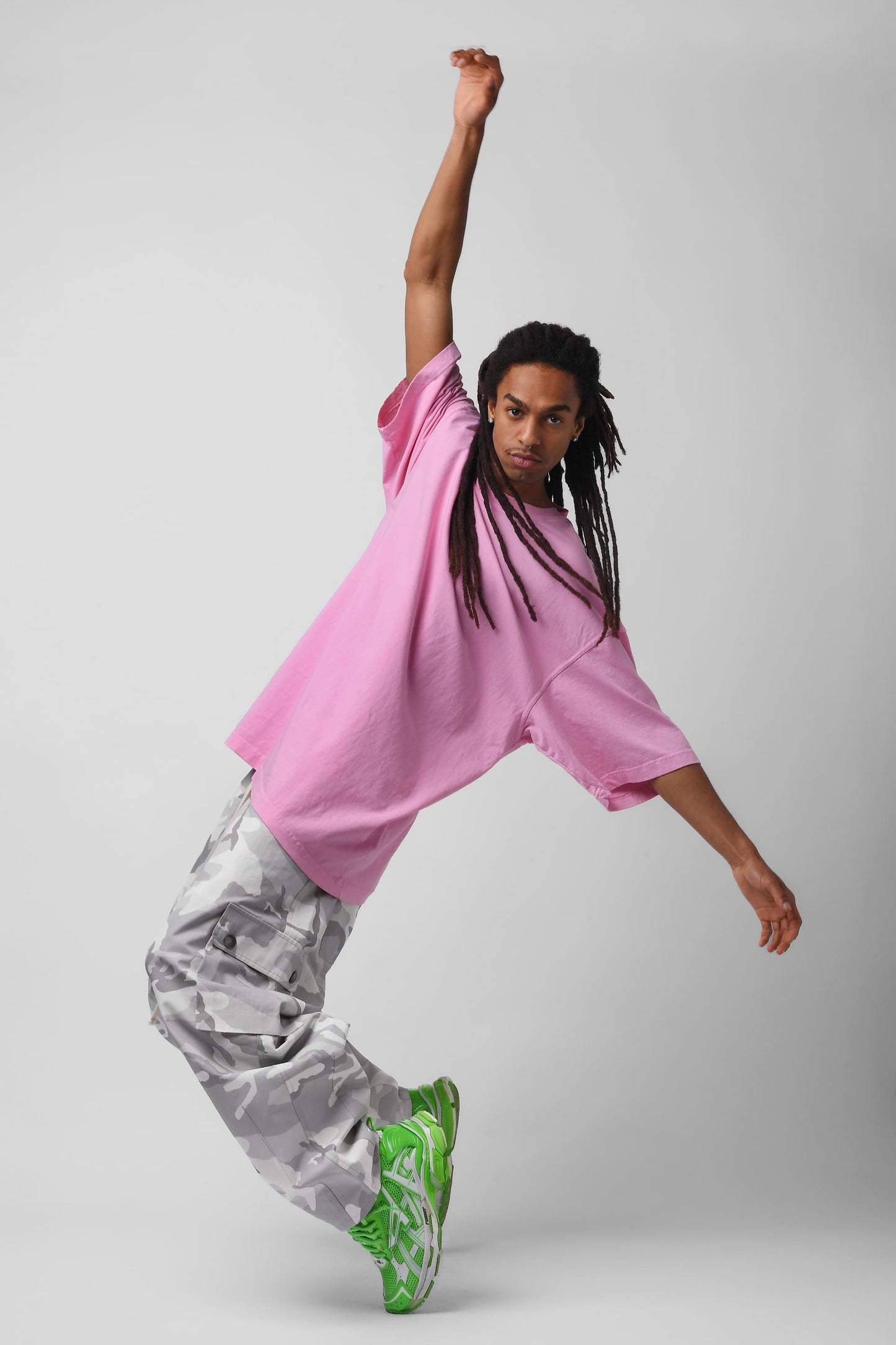 Pantalone cargo balloon camouflage bianco