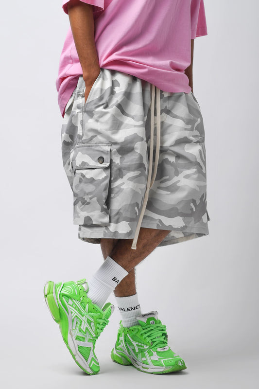 Bermuda cargo ripstop camouflage bianco
