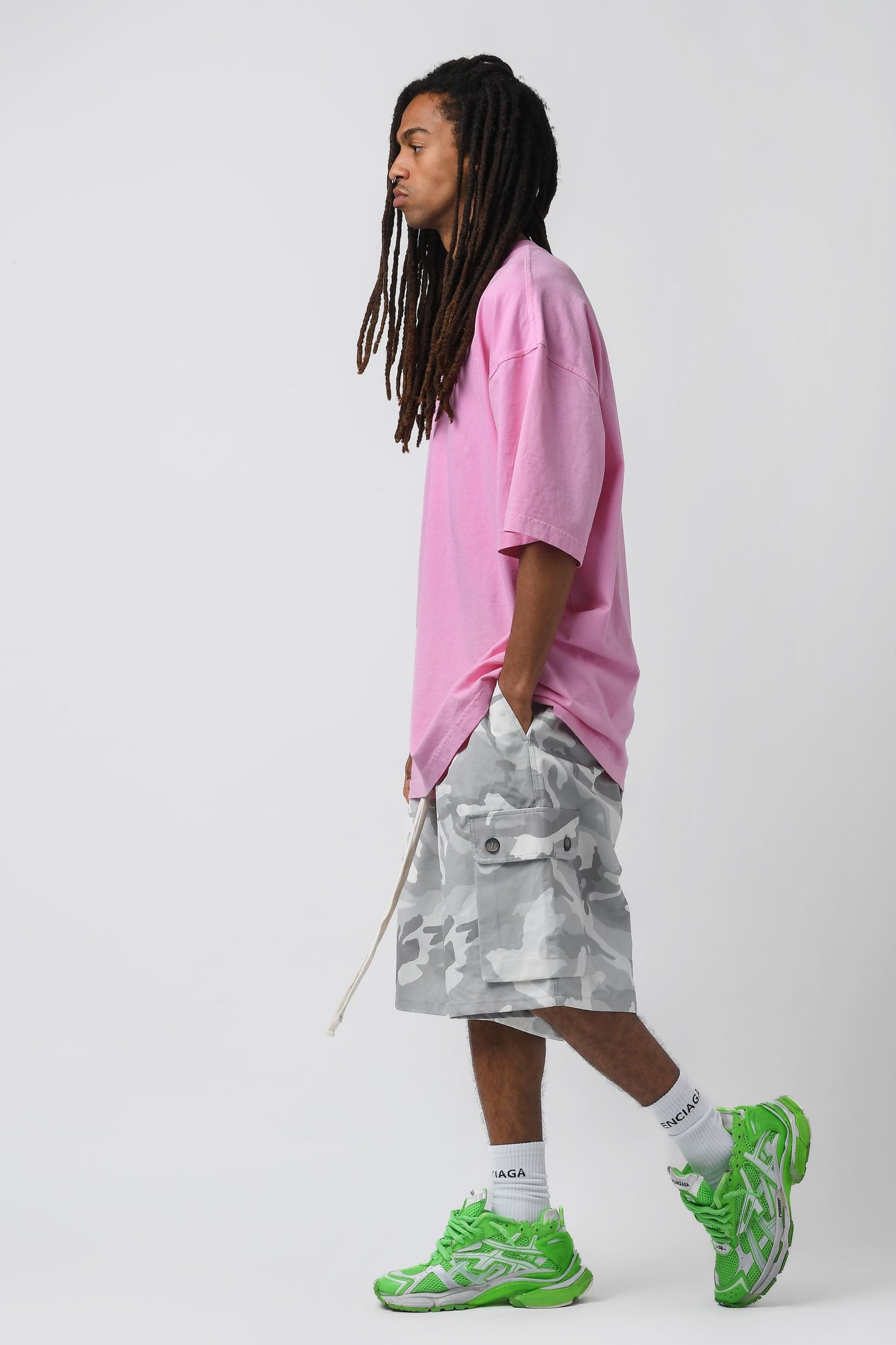 Bermuda cargo ripstop camouflage bianco