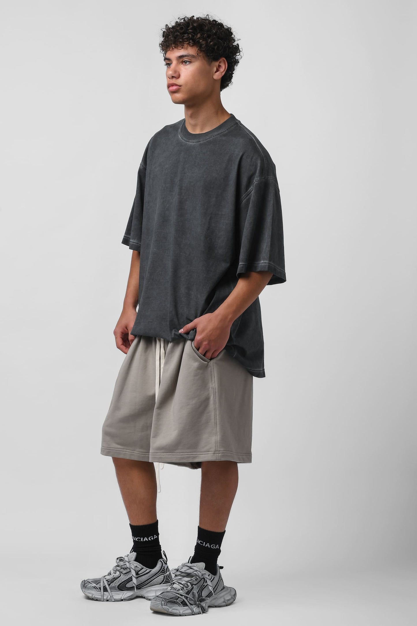 Bermuda in cotone grigio chiaro
